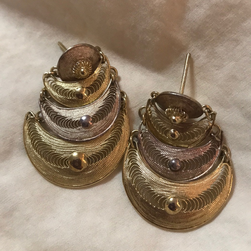 Gold and rose gold colored earrings